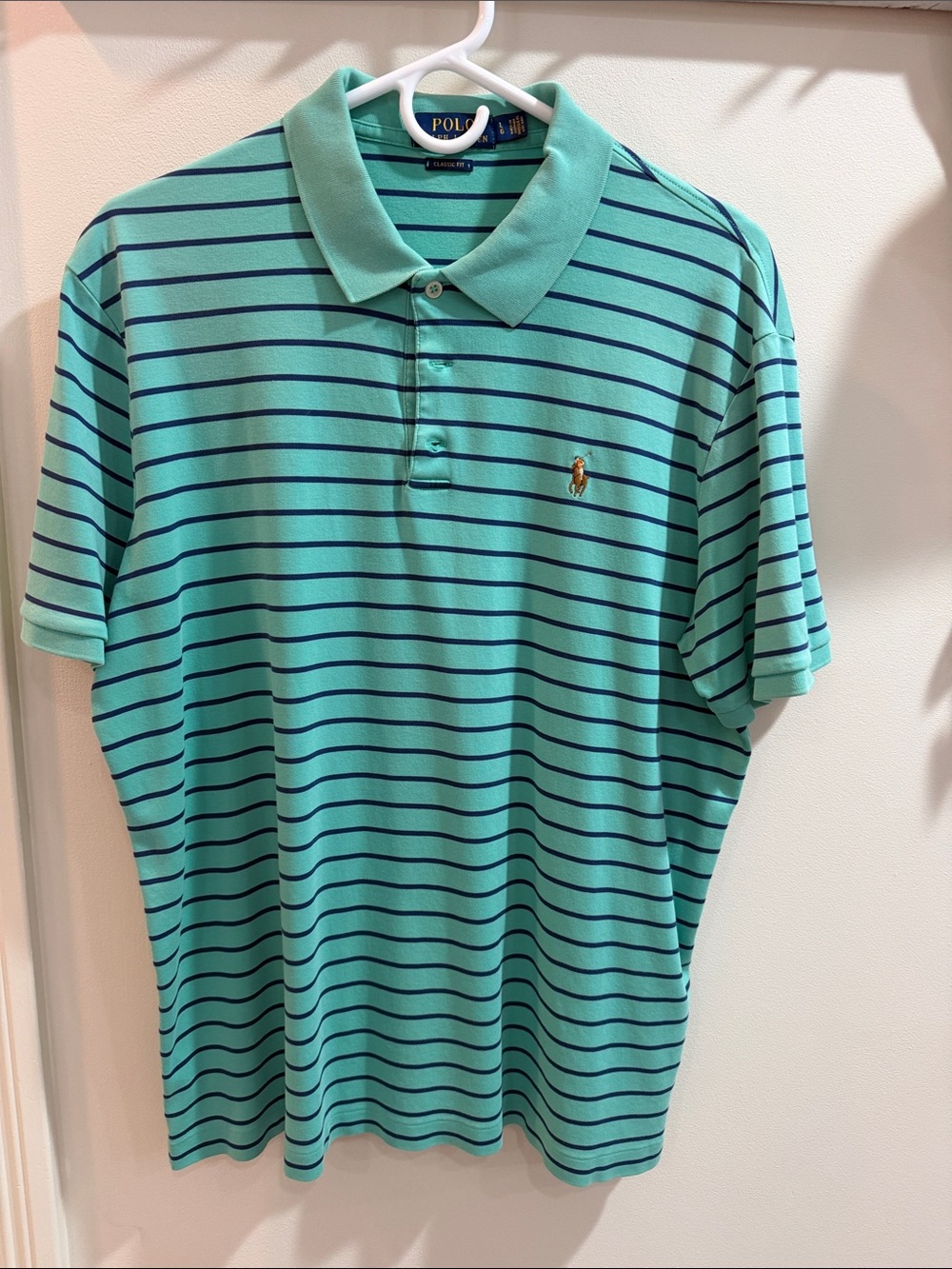 Polo by Ralph Lauren Aqua Polo with Navy Stripes